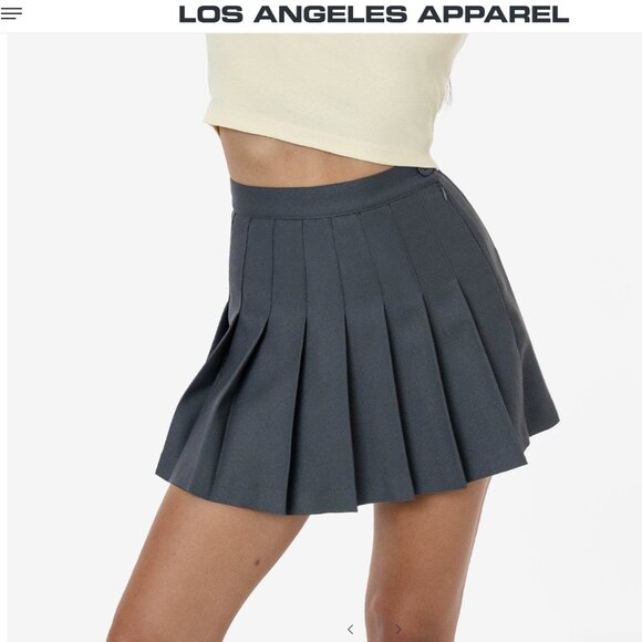 Los Angeles Apparel Women's Gray Pleated Skirt - Picture 1 of 2